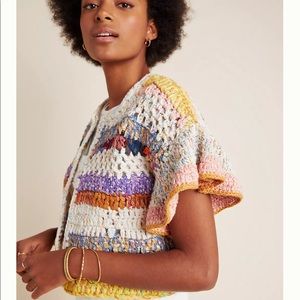 NWT Anthropologie Custom Multi-color Handmade Boho Crochet Vest